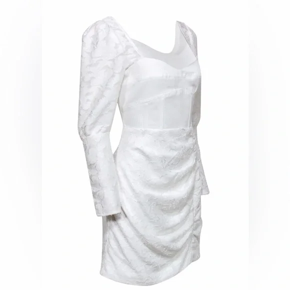 Self-Portrait White Lace Mini Dress Corset Puff Sleeve Bridgerton Bridal Sz  6 - threedaughtersproperties.com